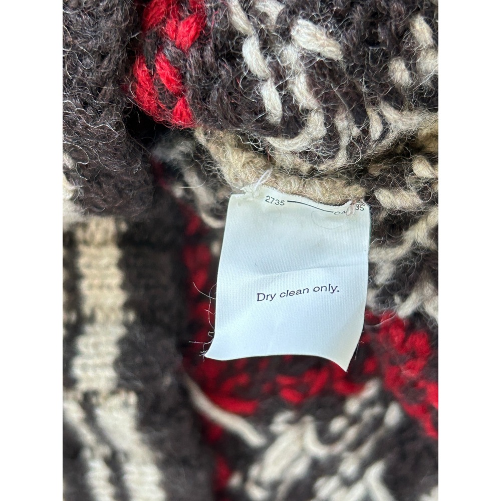 J.Crew XL Vintage Wool Fair Isle Snowflake Turtleneck Sweater Black Red Winter - Picture 4 of 10